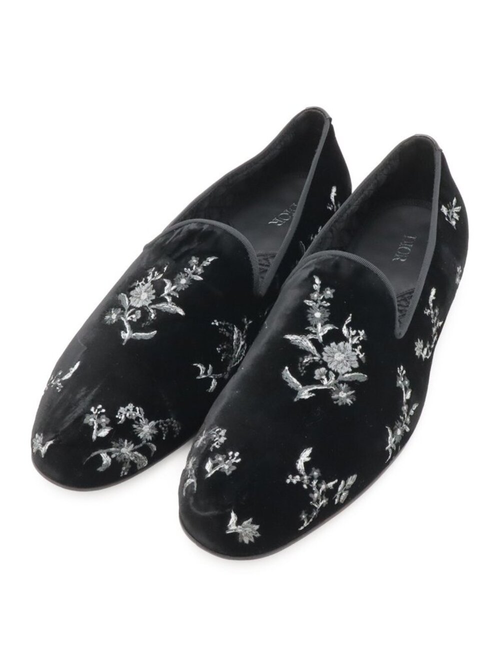 Dior Homme Slip On Flower Embroidery Velvet Black Slipper 44
